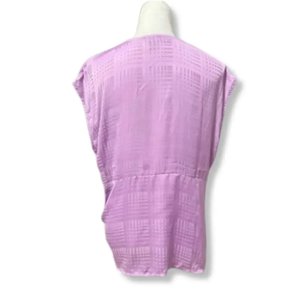 Halogen Twist Front Blouse Sleeveless Plunging V Neckline Purple Women's 1X NWOT